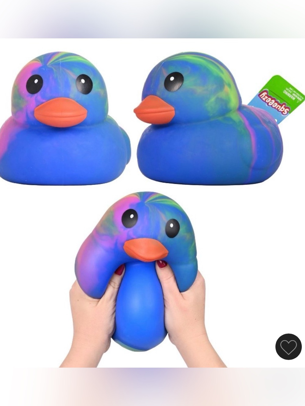 Sunny Days Jumbo Squeezy Ducks – Tie Dye Squishy Stress Relief Toy 
 🦆 🌈